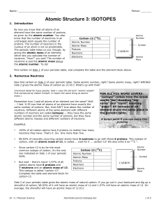 Atomic Structure 3: ISOTOPES