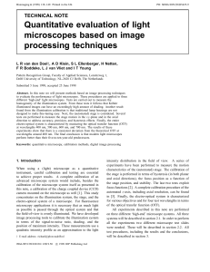Quantitative evaluation of light microscopes based on image