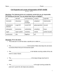 Cell Organelle and Levels of Organization STUDY GUIDE