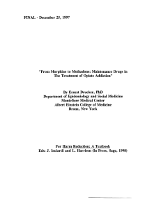 From Morphine to Methadone: Maintenance Drugs in The Treatment