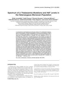 Spectrum of [beta] thalassemia mutations and HbF levels in the