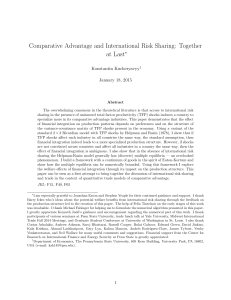 Comparative Advantage and International Risk Sharing: Together at