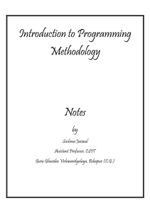Introduction to Programming Methodology Notes