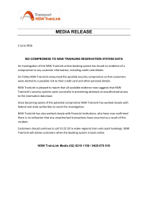 No compromise to NSW TrainLink reservation system data