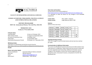 Course outlines for HIST321 Trimester2 2012