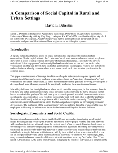 A Comparison of Social Capital in Rural and Urban Settings