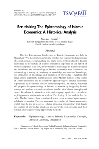Scrutinizing The Epistemology of Islamic Economics