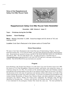 Rappahannock Valley Civil War Round Table Newsletter