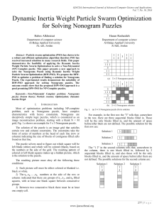 Dynamic Inertia Weight Particle Swarm Optimization for Solving