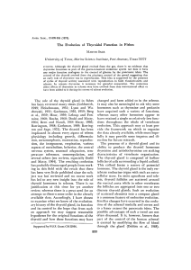 The Evolution of Thyroidal Function in Fishes