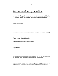 In the shadow of genetics - Centre for Disability Studies