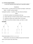 2.1 Prime Factorization - Lindbergh School District