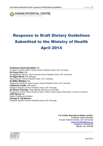 Response to Draft Dietary Guidelines Submitted to the