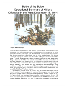 Battle of the Bulge Operational Summary of Hitler`s Offensive in the