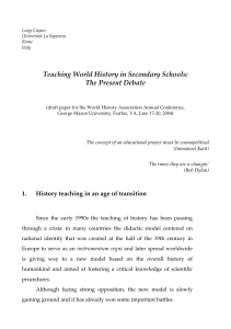 Teaching World History in Secondary Schools: The Present Debate