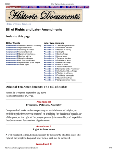 Original Ten Amendments: The Bill of Rights