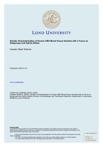 Genetic Characterisation of Human ABO Blood