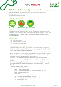KS2 Simulate Physical Systems Activity: Solar System Simulation