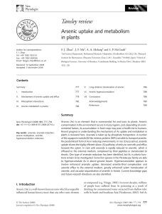 Arsenic uptake and metabolism in plants