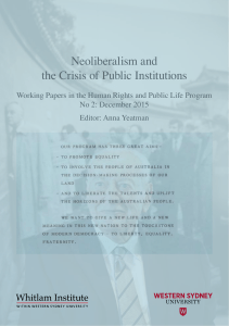 Neoliberalism and the Crisis of Public Institutions