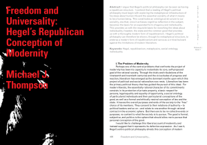 Freedom and Universality: Hegel`s Republican Conception of