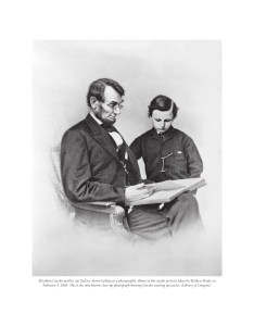 Abraham Lincoln and his son Tad are shown looking at a