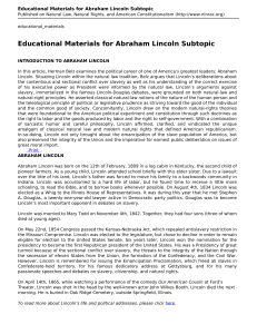 Educational Materials for Abraham Lincoln Subtopic