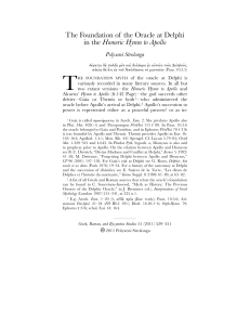 The Foundation of the Oracle at Delphi in the Homeric Hymn to Apollo