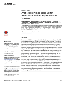 Antibacterial Peptide-Based Gel for Prevention of Medical Implanted