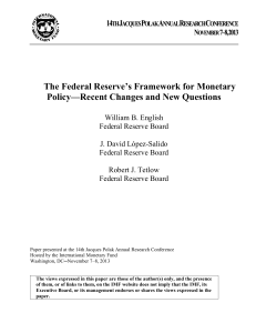 The Federal Reserve`s Framework for Monetary Policy