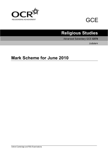 Mark scheme - Unit G579 - AS Judaism - June