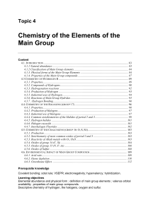 Topic 4 Chemistry of the Elements of the Main Group