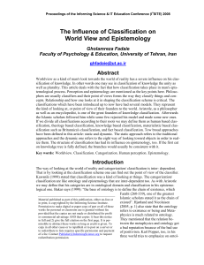 The Influence of Classification on World View and Epistemology