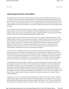 colonial government and politics