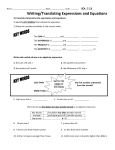 Writing/Translating Expressions and Equations