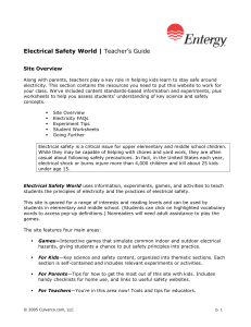 Electrical Safety World | Teacher`s Guide
