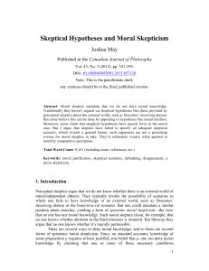 Skeptical Hypotheses and Moral Skepticism