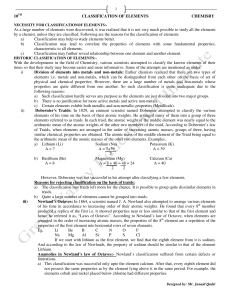 10TH CLASSIFICATION OF ELEMENTS CHEMISRY As a large