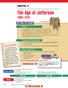 Chapter 11: The Age of Jefferson: 1800-1815