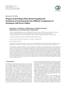 Dragon Fruit Foliage Plant-Based Coagulant for Treatment of