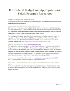 U.S. Federal Budget and Appropriations: Select Research Resources