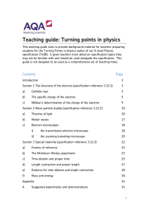 AS and A-level Physics Turning points in physics Teaching
