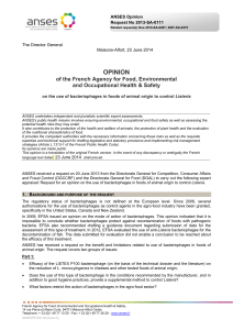 Opinion of ANSES on the use of bacteriophages in foods of animal