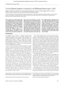 A novel deletion mutation is recurrent in von Willebrand disease