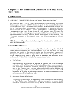 Chapter 14 The Territorial Expansion of the United States 1830s