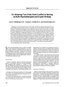 Special Article On Wearing Two Hats: Role Conflict in Serving as