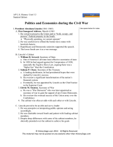 Politics and Economics during the Civil War