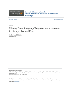 Writing Duty: Religion, Obligation and Autonomy in George Eliot and