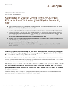 Certificates of Deposit Linked to the J.P. Morgan Efficiente Plus DS 5