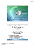 Managing Project Management The Basics for Success